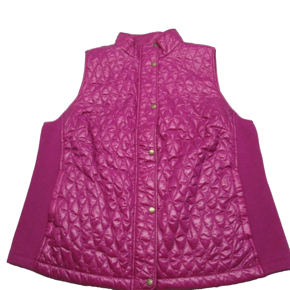 Talbots Woman Vest Women Large Purple Waist Tab Insulated Full Zip Quilted NEW